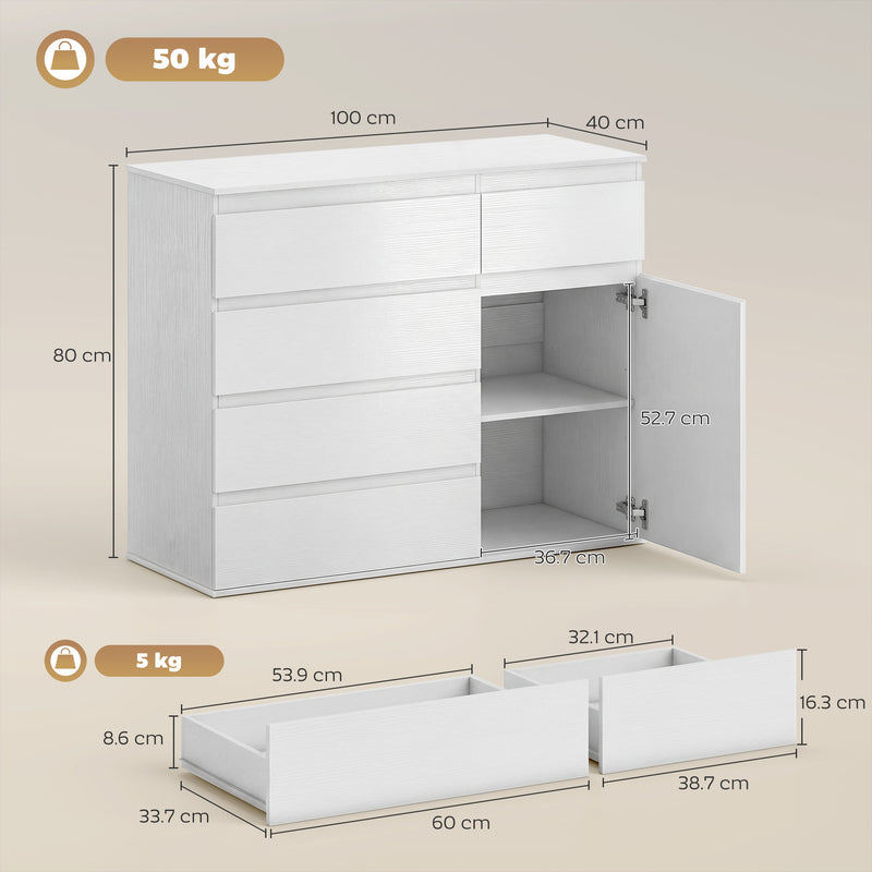 Sideboard with Adjustable Shelf and Soft Close Door for Organised Storage White AOSOM