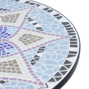 Small Round Mosaic Garden Side Table with 60cm Ceramic Top for Patio or Balcony