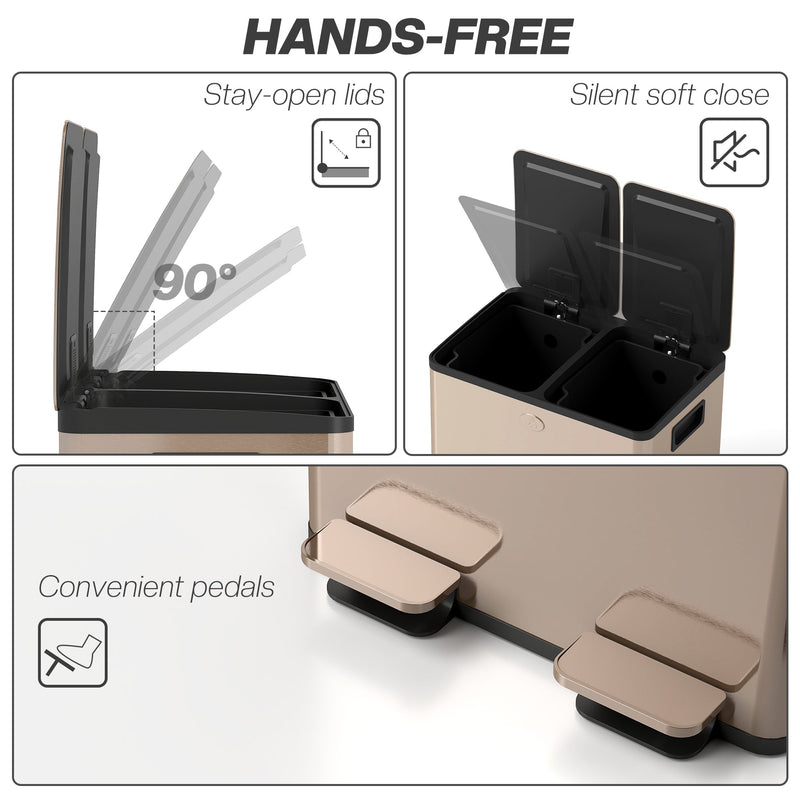 Kitchen Pedal Bin with Dual Compartments for Easy Rubbish and Recycling Separation