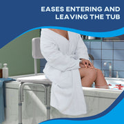 Height Adjustable Shower Chair With Backrest And Armrests For Elderly Support, White