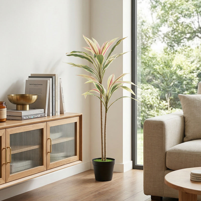Artificial Cordyline Tree for Easy Year Round Indoor Greenery Yellow Homcom