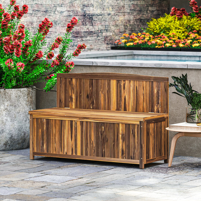 Wooden Garden Bench with Hidden Compartment Brown by Outsunny