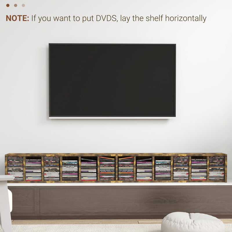 Set of 2 Tall CD Storage Racks with 102 Capacity for Home or Office Use Mid Brown