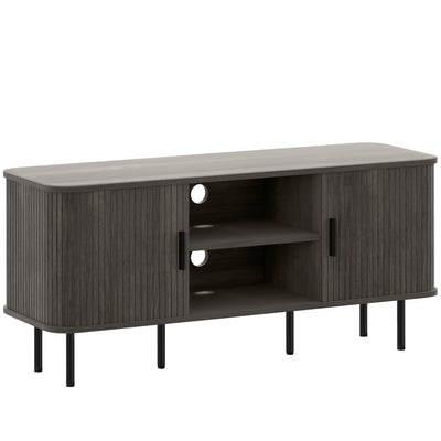 Modern TV Stand Cabinet with Storage Shelves for TVs up to 55 Inches for Living Room Grey