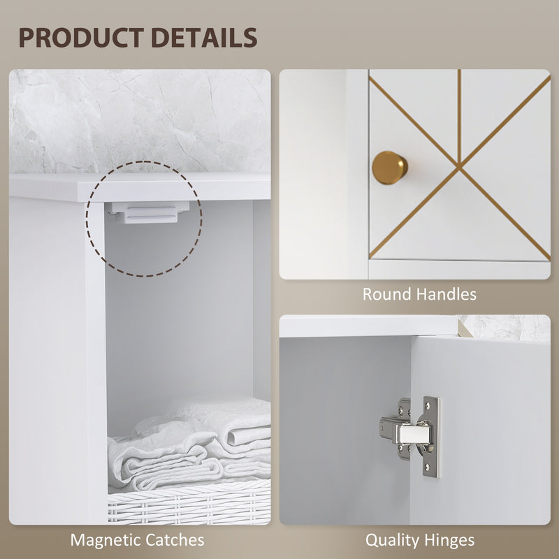 Tall White Freestanding Bathroom Storage Cabinet With Doors and Adjustable Shelves by HOMCOM