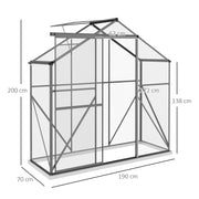 Walk In Polycarbonate Greenhouse With Sliding Door and Rain Gutter For Garden Use Dark Grey