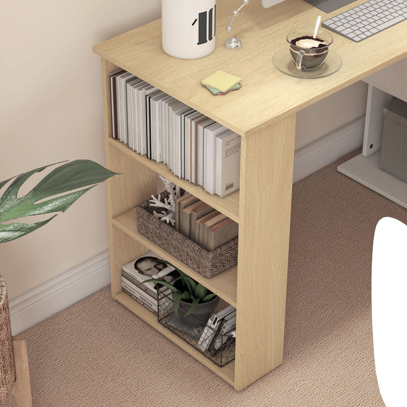 Modular Desk with Adjustable Shelves for Small Home Office and Easy Organisation White