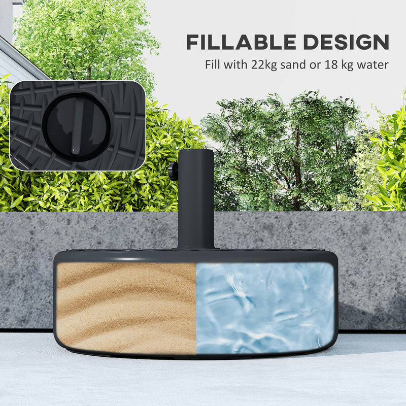 Fillable Parasol Base for Garden Umbrellas with Secure Support For 38-48mm Poles, Black Rattan Style Finish
