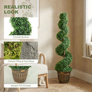 Artificial Spiral Boxwood Trees Set of 2 for Easy Year Round Greenery Indoors or Outdoors Green AOSOM