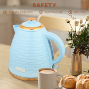 3kW Rapid Boil Electric Kettle With Honeycomb Design Ideal For Quick Brewing, Light Blue