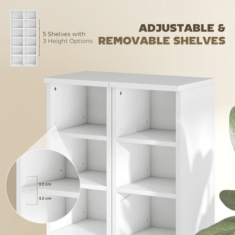 CD Storage Shelves Set of 2 with Adjustable Compartments for Media Organisation White AOSOM