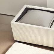Beige Corduroy Storage Ottoman Bench with Removable Lid and Legs 112cm by HOMCOM