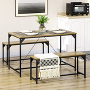 4 Seater Dining Table and Bench Set with Space Saving Design for Kitchen or Dining Room Natural