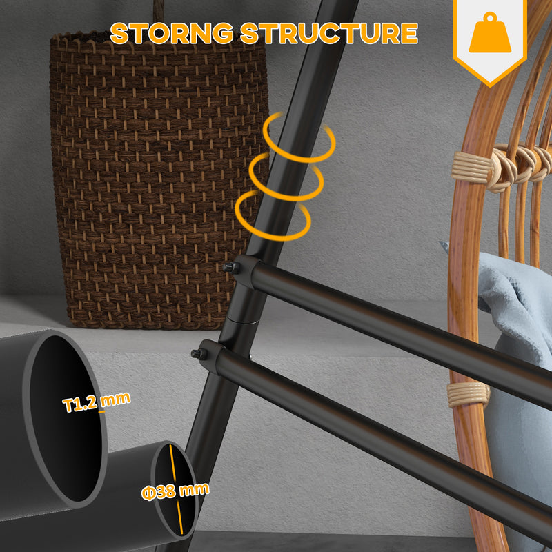 Heavy Duty Hammock Chair Stand For Hanging Swing Or Egg Chair Ideal For Garden Use Black AOSOM