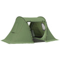 Family Camping Tent with Two Bedrooms and Living Area for 2–3 People Waterproof Green