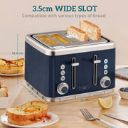 Kettle and Toaster Set for Fast Breakfasts and Hot Drinks Dark Blue and Silver AOSOM