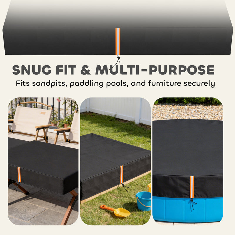 Sandpit Cover Waterproof Outdoor Protection for Clean and Dry Play Black AOSOM