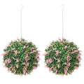 Set of 2 UV Protected Artificial Topiary Balls Ideal for Outdoor Decor Pink AOSOM