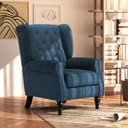Retro Wingback Accent Chair with Button Tufted Upholstery for Living Room Comfort Blue
