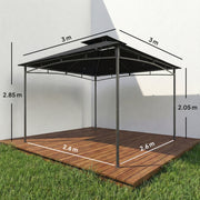 3x3m Metal Garden Gazebo with 2 Tier Canopy for All Weather Shelter and Gatherings, Black Outsunny