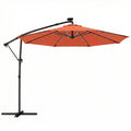 3m Cantilever Parasol Umbrella with Lights and Adjustable Shade For Patio or Garden, Orange Outsunny