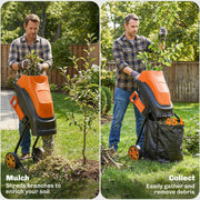 Electric Garden Shredder with Quiet Operation and Large Collection Bag Orange AOSOM