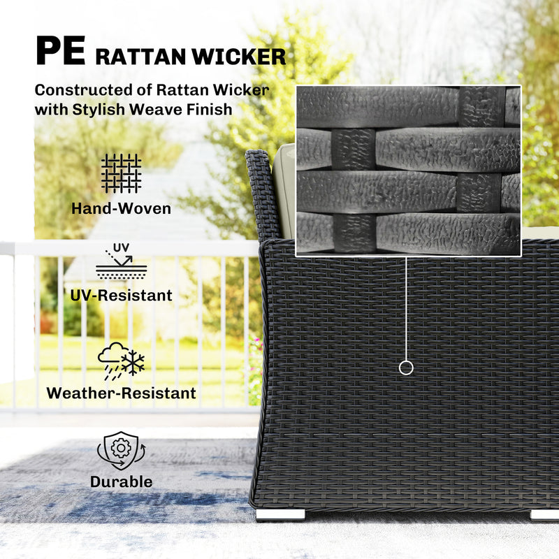 Rattan Garden Furniture Set with Gas Fire Pit Table for Warm Outdoor Dining and Relaxing Cream White