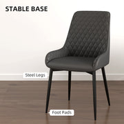 Set of 4 Quilted PU Leather Dining Chairs with Metal Legs for Modern Home Dining Grey