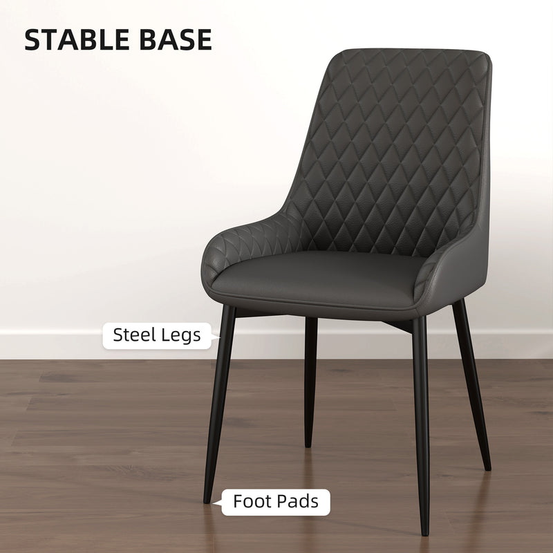 Set of 4 Quilted PU Leather Dining Chairs with Metal Legs for Modern Home Dining Grey