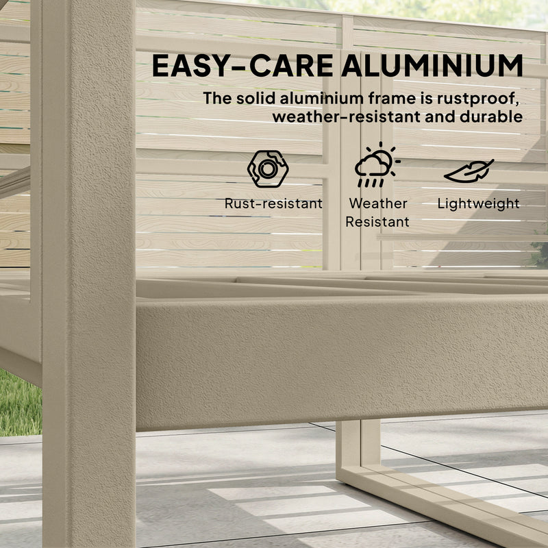 Garden Sofa Set with Gold Metal Frames Thick White Cushions and Coffee Table for Flexible Outdoor Seating