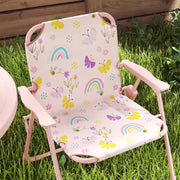 Kids Garden Table and Chair Set with Adjustable Parasol Rainbow Design 4pc Pink by AIYAPLAY Aiyaplay
