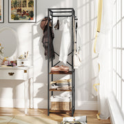Brown Black Clothes Rack with Shelves and Hanging Rail for Storage by HOMCOM