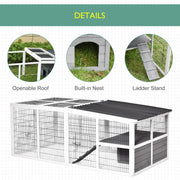 Wooden Hutch and Run for Guinea Pigs and Small Rabbits Indoor Outdoor Use Grey AOSOM