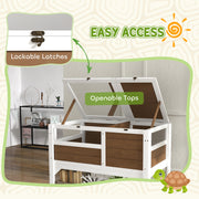 Wooden Tortoise House with Shelter Run Shelf Lamp Holder and Tray Brown by PawHut