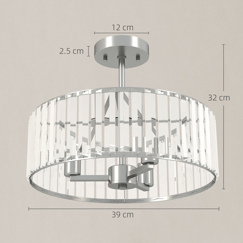Crystal Ceiling Light for Sparkling Living Room or Hallway Illumination Silver Tone Homcom