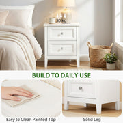 Bedside Table with 2 Drawers for Organised Bedroom Storage White Homcom