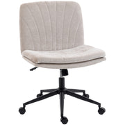 Armless Swivel Office Chair with Wheels and Criss Cross Back for Home or Desk Use Beige AOSOM