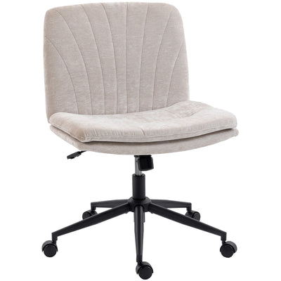 Armless Swivel Office Chair with Wheels and Criss Cross Back for Home or Desk Use Beige AOSOM