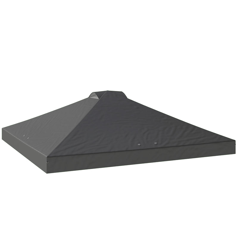 Gazebo Canopy Replacement Waterproof Roof for 3 x 3 m Frame with Air Vents Dark Grey