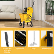 Yellow 26 Litre Mop Bucket with Wringer and Mop for Commercial Cleaning by Outsunny AOSOM