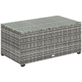 Light Grey Rattan Side Table with 90 x 50cm Glass Top for Garden or Patio by Outsunny