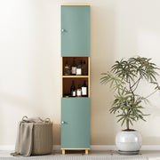 Bathroom Storage Cabinet With Adjustable Shelves and Open Display for Organising, Green AOSOM