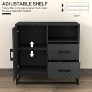 Black Sideboard Storage Cabinet with Adjustable Shelf Drawers and Open Compartment by HOMCOM