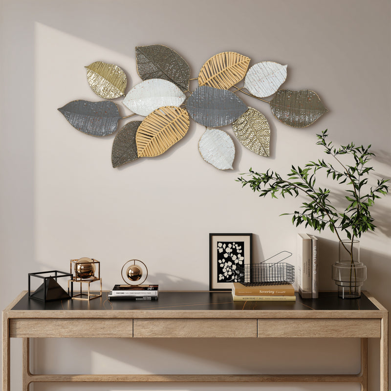 Metal Wall Art Ready to Hang for Instant Living Room or Hallway Update Gold and Silver