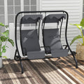2 Seater Garden Swing Chair With Adjustable Canopy For Outdoor Relaxing, Grey Outsunny