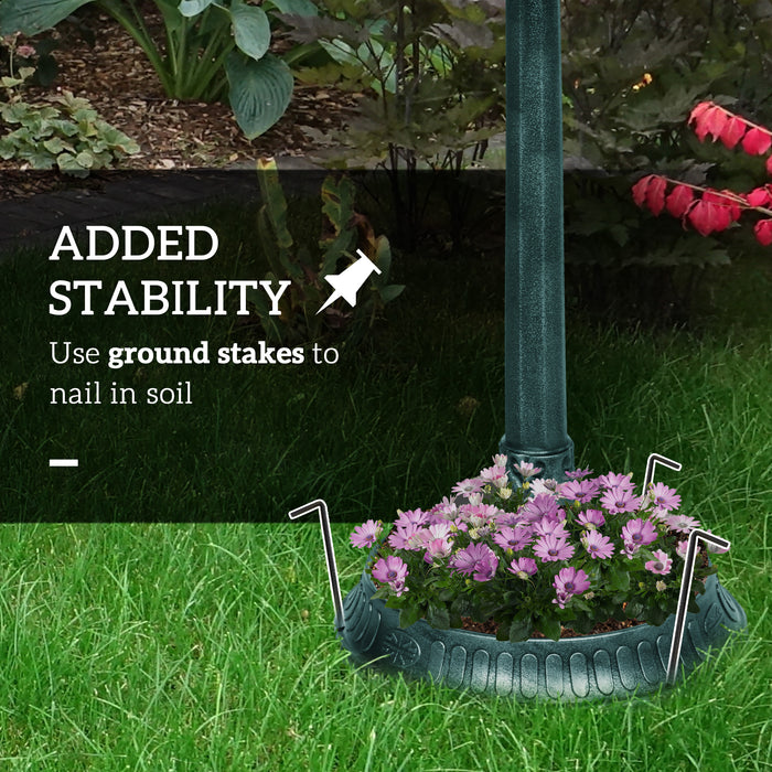 Green 81cm Tall Vintage Style Bird Bath with Decorative Birds and Planter Base by Outsunny