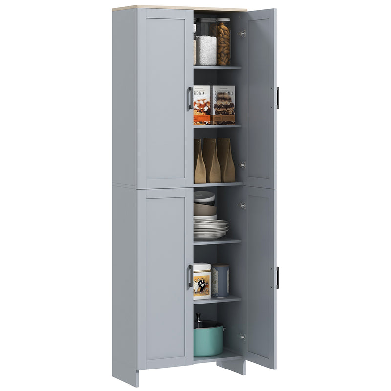 Grey Freestanding Kitchen Storage Cupboard, 4 Doors with Adjustable Shelves by HOMCOM