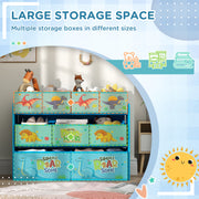 Blue 3 Tier Kids Storage Unit with 9 Fabric Boxes for Toys and Books by AIYAPLAY