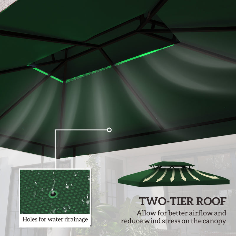 Green Gazebo Roof Replacement for 3 x 4m Frames UV Resistant by Outsunny