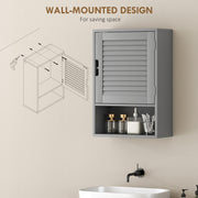 Wall Mounted Bathroom Cabinet With Adjustable Shelves For Compact Storage Grey AOSOM